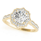 14K Yellow Gold Round Diamond Engagement Ring