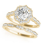 14K Yellow Gold Round Diamond Engagement Ring