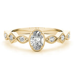14K Yellow Gold Oval Diamond Engagement Ring