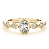14K Yellow Gold Oval Diamond Engagement Ring