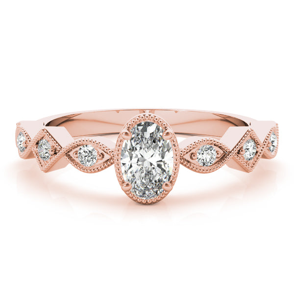 14K Rose Gold 0.5 CT Oval Diamond Engagement Ring