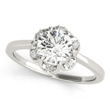 1 CT Round Diamond Halo Engagement Ring