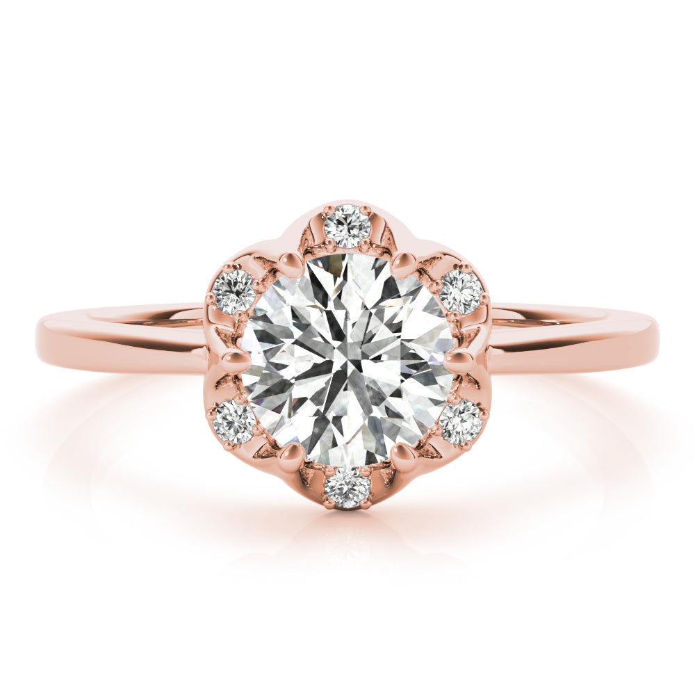 14K Rose Gold 1 CT Diamond Halo Engagement Ring