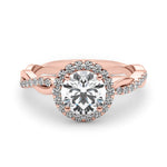 14K Rose Gold 1 CT Diamond Halo Engagement Ring