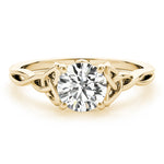 14K Yellow Gold 1/2 CT Round Diamond Engagement Ring
