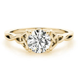 14K Yellow Gold 1/2 CT Round Diamond Engagement Ring