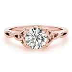 18K Rose Gold 1/2 CT Round Diamond Engagement Ring