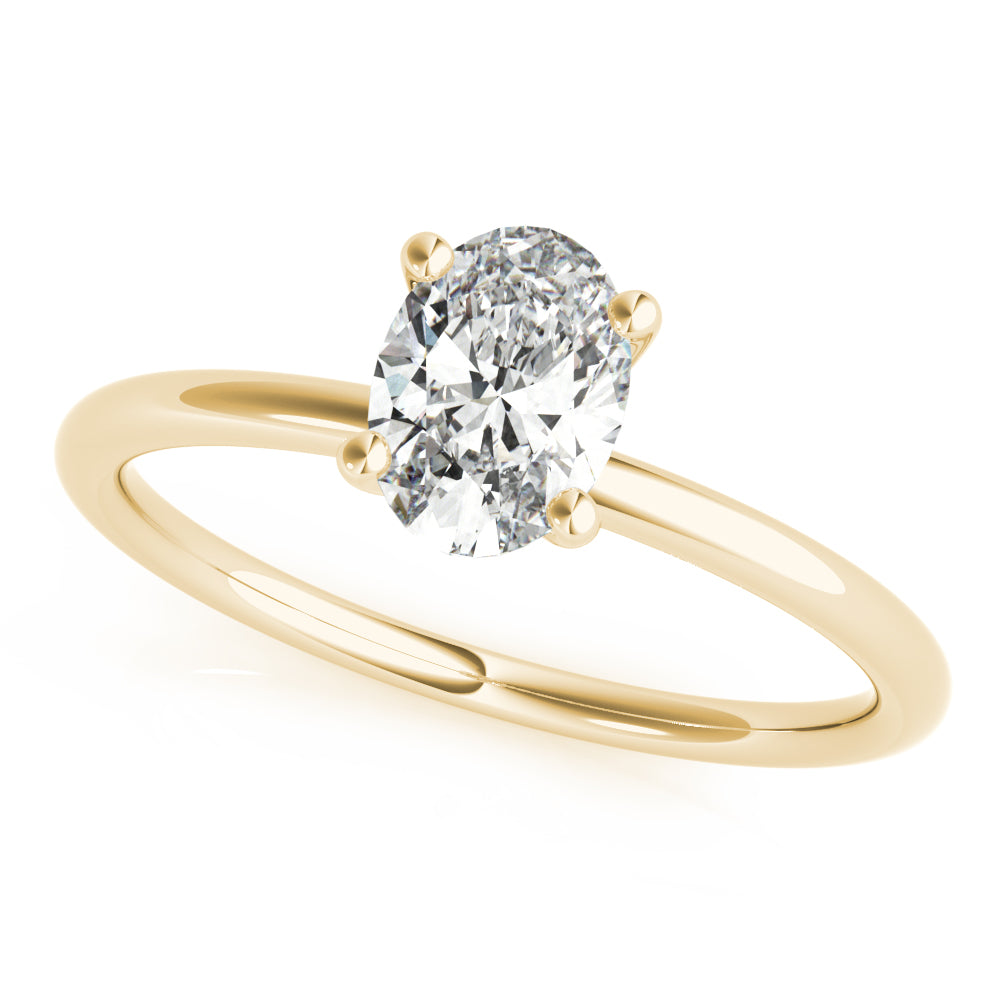14K Yellow Gold 1/4 CT Oval Diamond Engagement Ring