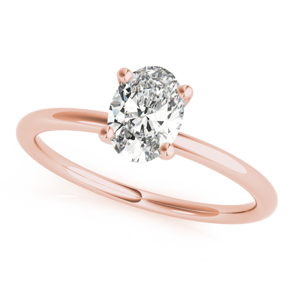 14K Rose Gold 1/4 CT Oval Diamond Engagement Ring