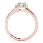 14K Rose Gold Diamond Halo Engagement Ring 0.5 ct
