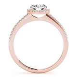 14K Rose Gold Diamond Halo Engagement Ring 0.5 ct