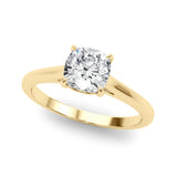 18K Yellow Gold Cushion Diamond Solitaire Ring