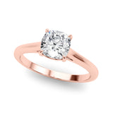 14K Rose Gold Cushion Diamond Solitaire Ring