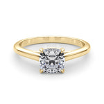 18K Yellow Gold Cushion Diamond Solitaire Ring