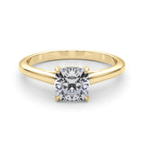 18K Yellow Gold Cushion Diamond Solitaire Ring