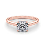 14K Rose Gold Cushion Diamond Solitaire Ring