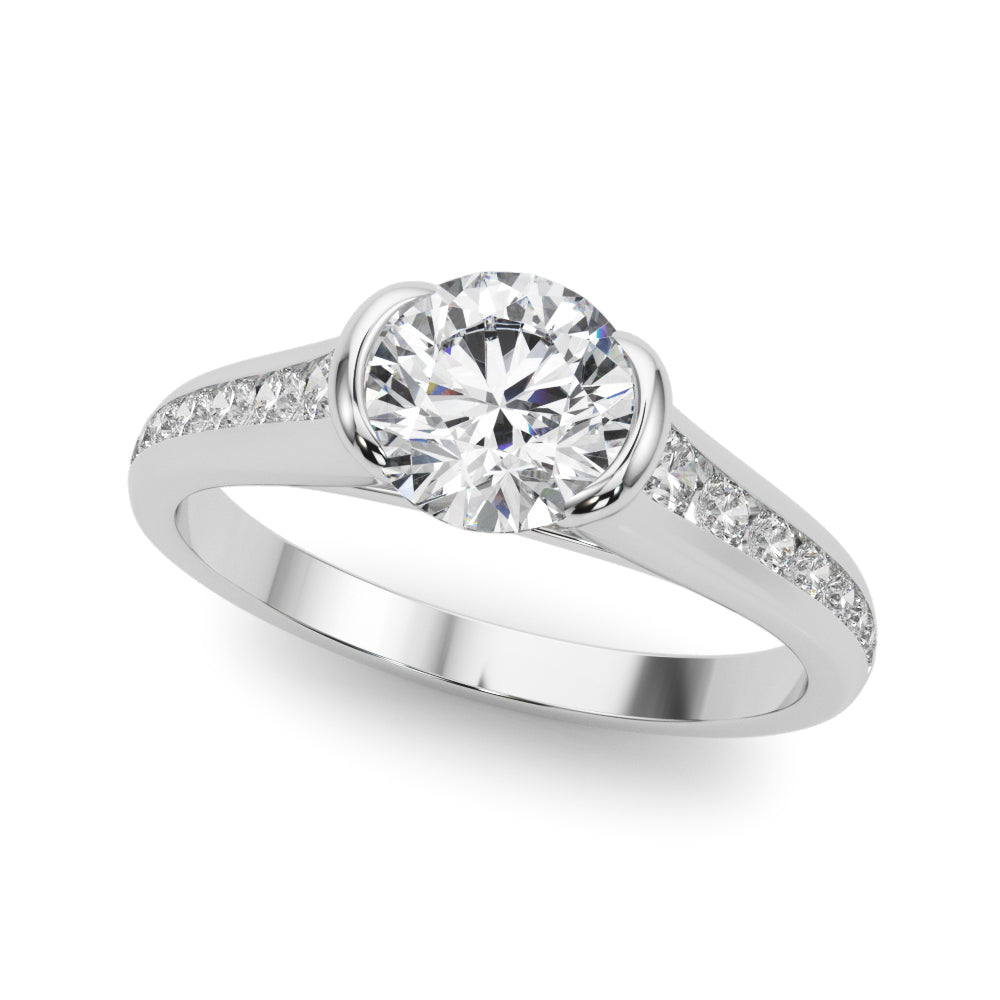 18K White Gold Round Diamond Engagement Ring