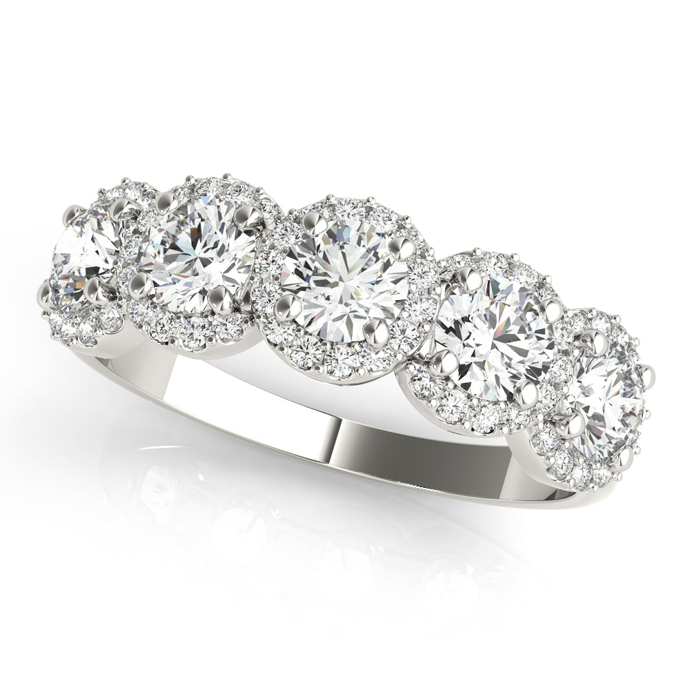 14K White Multi-Diamond Wedding Ring