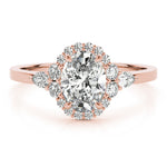 14K Rose Gold Oval Diamond Halo Engagement Ring