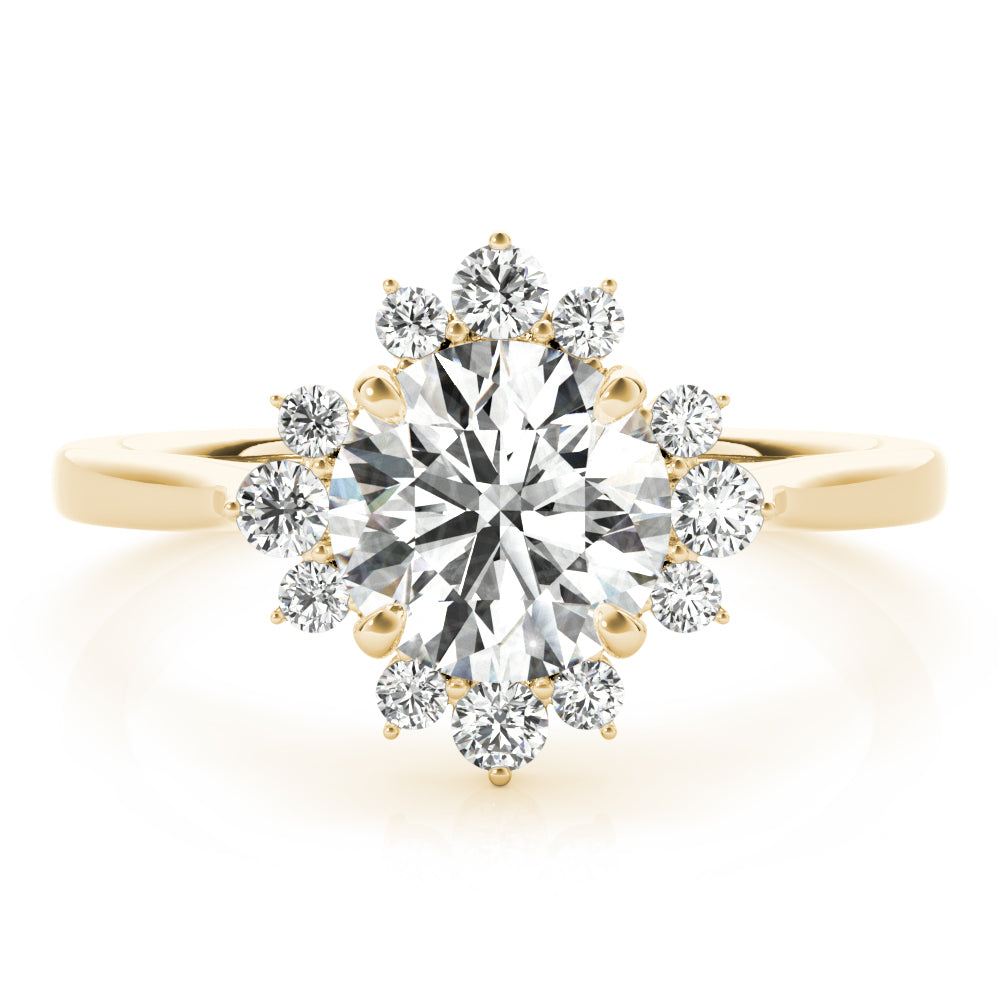 18K Yellow Gold 1 CT Diamond Halo Engagement Ring