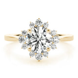 18K Yellow Gold 1 CT Diamond Halo Engagement Ring