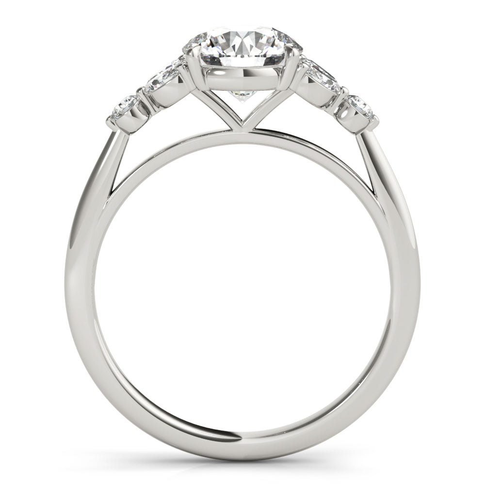 Round Diamond Engagement Ring with Marquise Accents