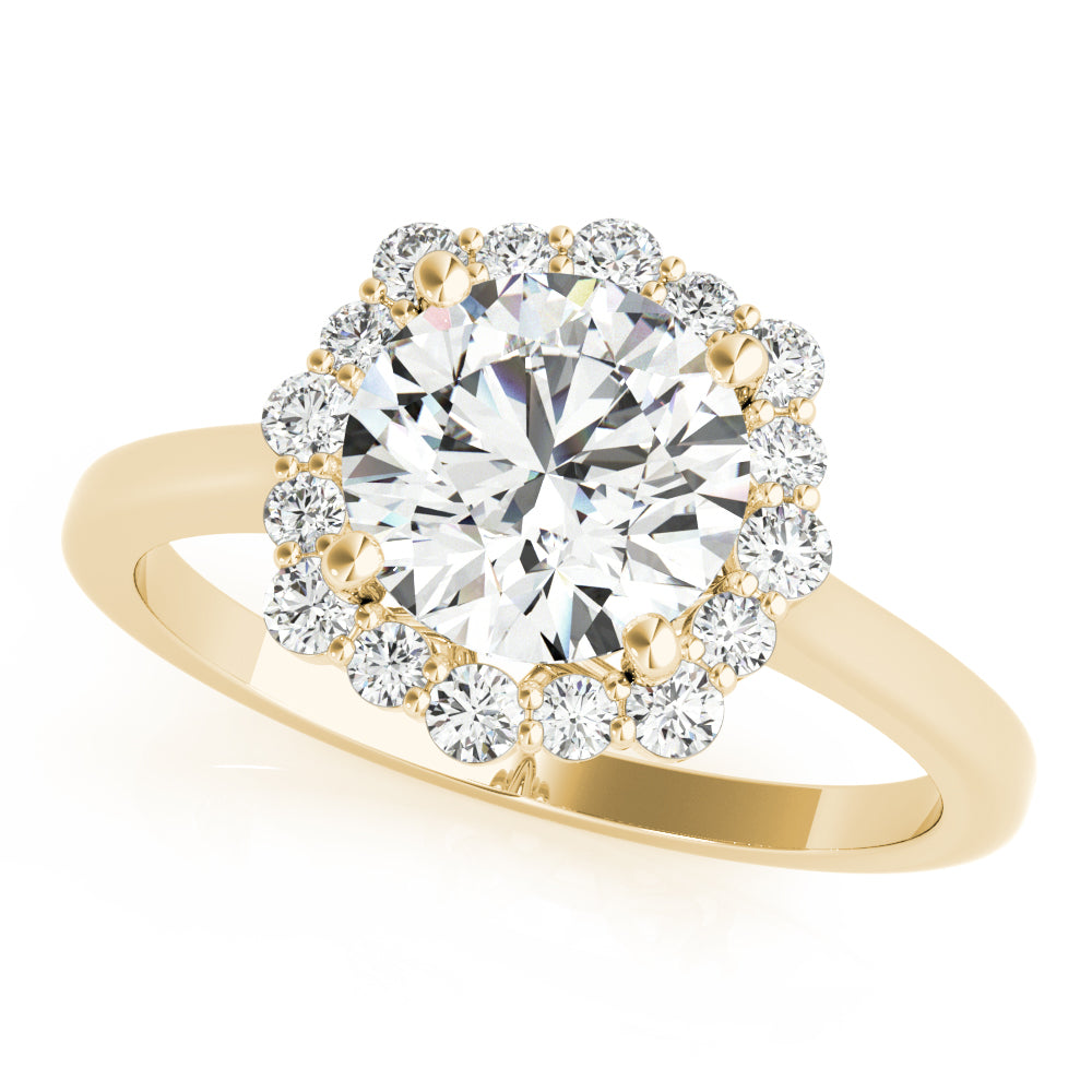 14K Yellow Gold 1 CT Diamond Halo Engagement Ring