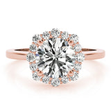 14K Rose Gold 1 CT Diamond Halo Engagement Ring