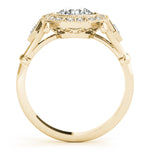 18K Yellow Gold Round Diamond Halo Engagement Ring