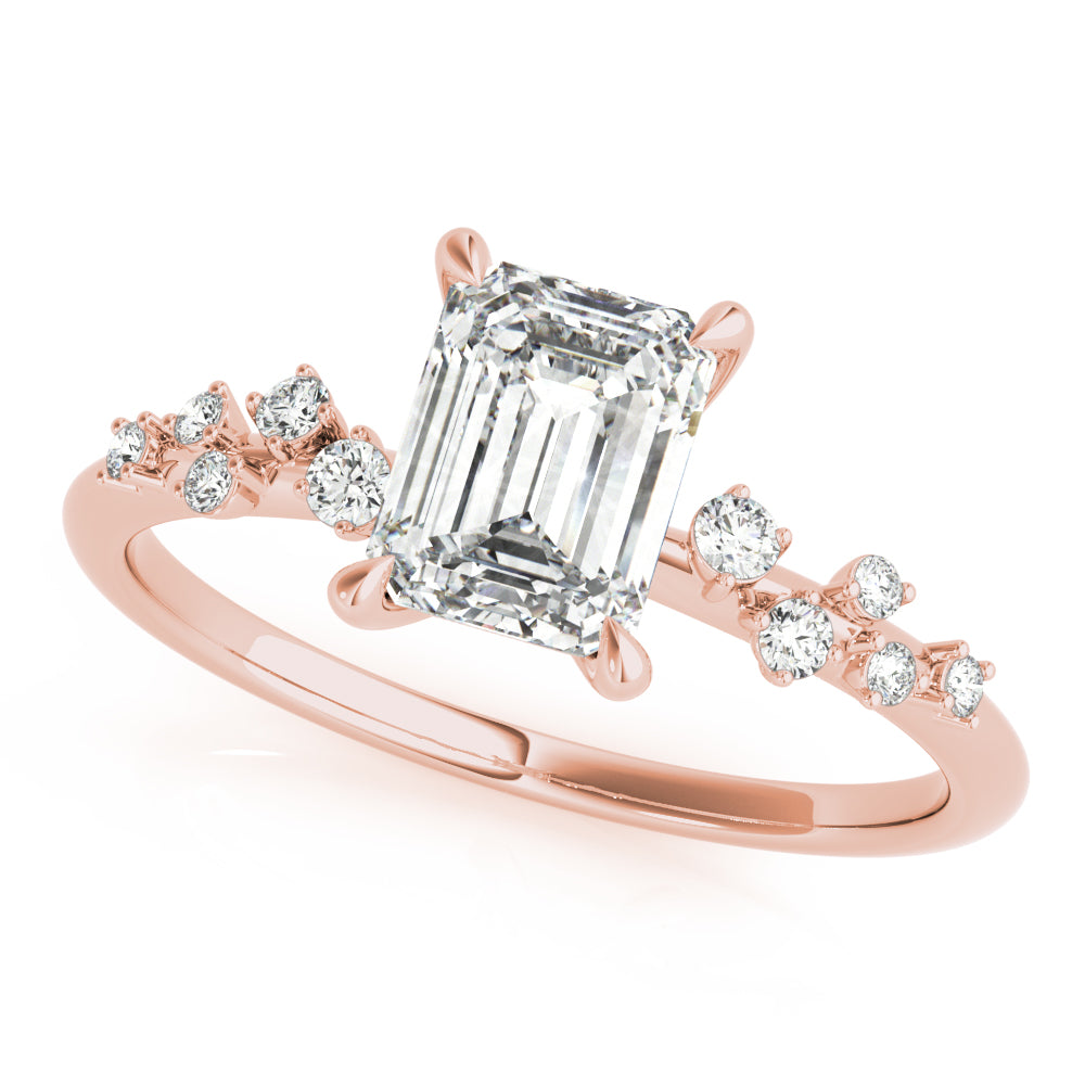 14K Rose Gold Emerald Diamond Fashion Ring