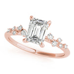 14K Rose Gold Emerald Diamond Fashion Ring