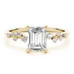 14K Yellow Gold Emerald Diamond Engagement Ring
