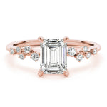 14K Rose Gold Emerald Diamond Fashion Ring