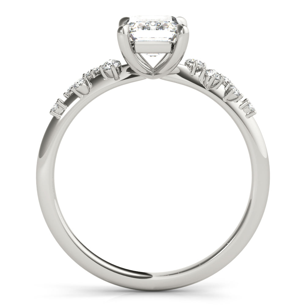 14K White Gold Emerald Diamond Fashion Ring