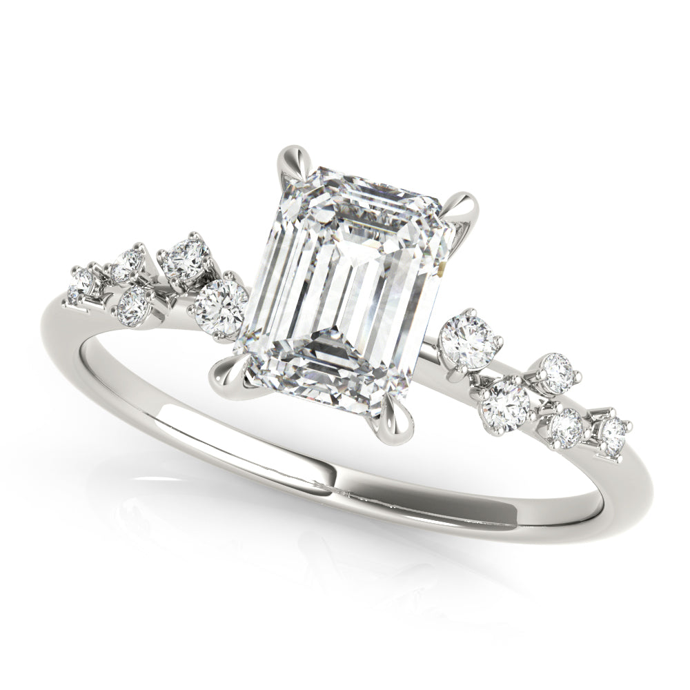 18K White Gold Emerald Diamond Fashion Ring
