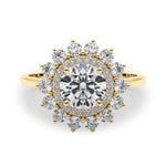 14K Yellow Gold Round Diamond Halo Engagement Ring