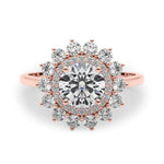 14K Rose Gold 1 ct Diamond Halo Engagement Ring