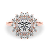 14K Rose Gold 1 ct Diamond Halo Engagement Ring