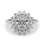 Round Diamond Halo Engagement Ring in Premium Setting