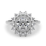 Round Diamond Halo Engagement Ring in Premium Setting