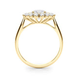 14K Yellow Gold Round Diamond Halo Engagement Ring