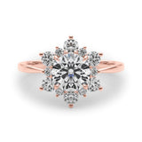 18K Rose Gold 1.5 ctw Round Diamond Halo Ring