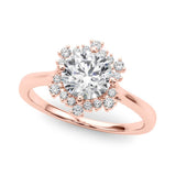 18K Rose Gold 1 CT Diamond Halo Engagement Ring