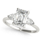 1.0 CT Emerald Diamond Three Stone Ring