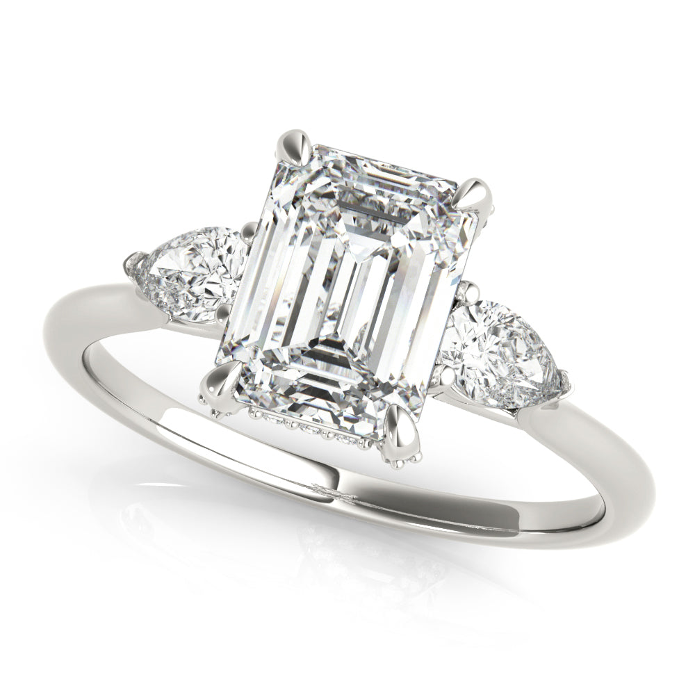 1.0 CT Emerald Diamond Three Stone Ring