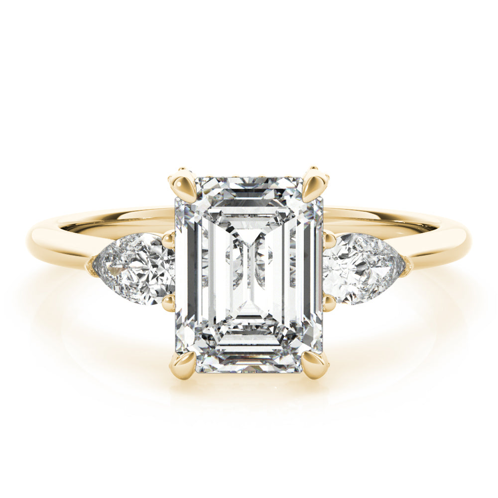 14K Yellow Gold Emerald Diamond Engagement Ring