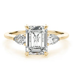 14K Yellow Gold Emerald Diamond Engagement Ring