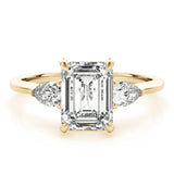 14K Yellow Gold Emerald Diamond Engagement Ring