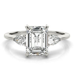 1.0 CT Emerald Diamond Three Stone Ring