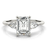1.0 CT Emerald Diamond Three Stone Ring